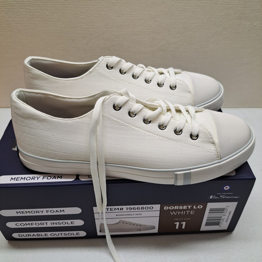 Ben Sherman Mens Sneakers 11 White NWT Dorset Lo Canvas 2045-554